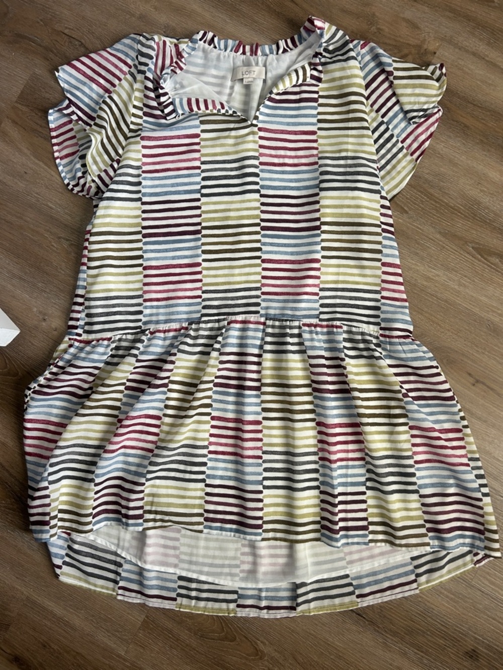 LOFT Multicolor Striped Womens Dress - Yellow, Blue, Red, Black